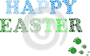 Happy Easter. Digital illustration. Design element for cards, advertisement, poster, banner. Colorful letters of different size