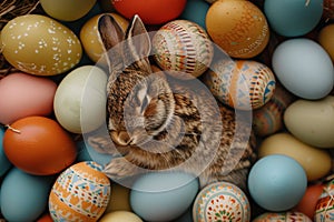 Happy easter easter basket Eggs Encased Easter Treats Basket. White bunny Bunny orange cream. playful background wallpaper