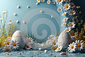 Happy easter easter bunny Eggs Almond blossoms Basket. White retro Bunny Gap. Playfulness background wallpaper