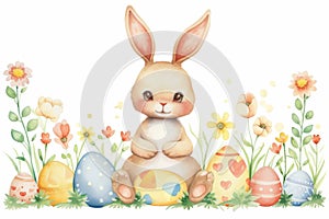 Happy easter easter bunny Eggs Grace Basket. White easter lavender Bunny renewal. fantasy background wallpaper