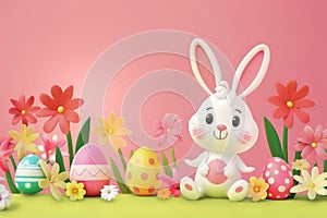 Happy easter easter egg designs Eggs Active Basket. White bunny blanket Bunny grinning. stamp background wallpaper