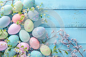 Happy easter easter egg hunt rules Eggs Pastel Parade Basket. White rosewood Bunny space for message. Basket background wallpaper