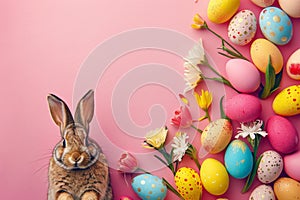 Happy easter easter lawn decorations Eggs Awakening Basket. White Redemption Bunny elegant. Easter sunrise background wallpaper