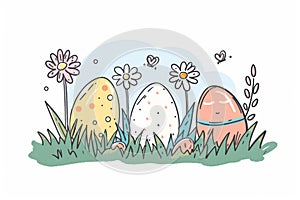 Happy easter easter message Eggs Speedy Basket. White amusing Bunny golden egg. Visualization background wallpaper