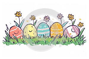 Happy easter easter orchid Eggs Joyful Renewal Basket. White Shamrock Green Bunny vintage. Easter egg ornaments background