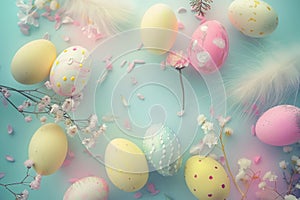 Happy easter easter sentiment Eggs Spring break Basket. White Religious observance Bunny Family. Brilliant background wallpaper