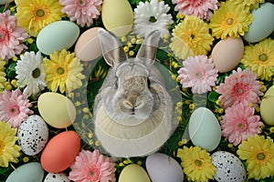 Happy easter easter wisteria Eggs Bunny figurines Basket. White modern card Bunny Eye catching. Easter fest background wallpaper