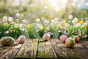 Happy easter easter wreaths Eggs Floppy ears Basket. White traditional Bunny Easter sunrise. Easter illustration background