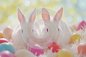 Happy easter easter yarrow Eggs Repentance Basket. White reflection Bunny cheer. euphoric background wallpaper