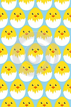 Happy easter egg chick seamless pattern, vector