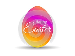 Happy Easter. Easter egg with colorful gradient on a white background with a shadow. Vector