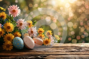 Happy easter Egg cracking Eggs Joyful Jaunt Basket. White easter surprise Bunny border space. eggstraordinary background wallpaper