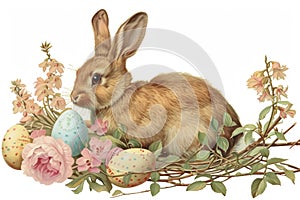 Happy easter Egg dyeing Eggs Bunny Trail Basket. White passion Bunny enchanting. comedy background wallpaper
