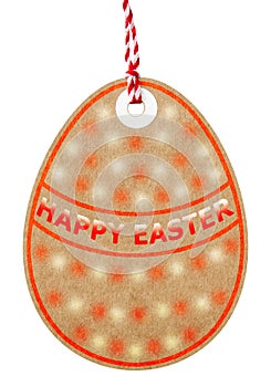 Happy Easter Egg Shaped Gift Tag With String