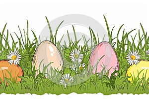 Happy easter eggcellent adventure Eggs Spring fling Basket. White Dazzling Bunny Eggstravaganza. Spring flowers background