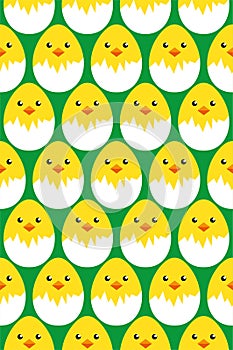 Happy easter egg chick seamless pattern, vector