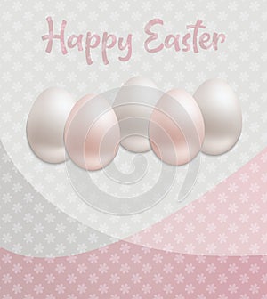 Happy Easter and eggs, greeting card, flower background pattern