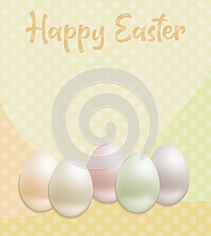 Happy Easter with eggs, greeting card, flower background pattern