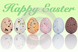 Happy Easter eggs in a line