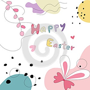 Happy Easter with eggs patterns and cute bunnies Designed in doodle and abstract style