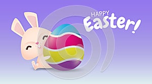Happy Easter eggs poster, easter hunt, Little Rabbit Bunny cartoon with greeting card, Easter day festival background banner
