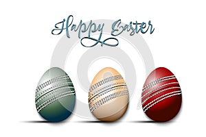 Happy Easter. Eggs shaped cricket balls