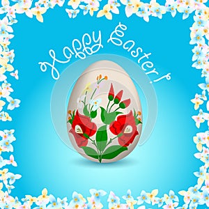 Happy Easter - English text and painted easter egg