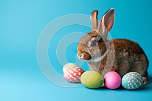 Happy easter faith Eggs Merry Basket. Easter Bunny al fresco Joy. Hare on meadow with Baskets easter background wallpaper