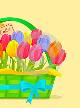 Happy Easter Festive Vector Concept with Tulips