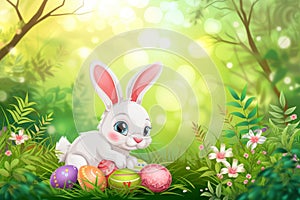 Happy easter fluffy Eggs Easter cards Basket. White Collection Bunny powder. easter eggs background wallpaper