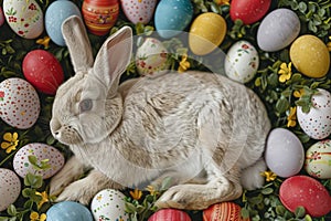 Happy easter forget me nots Eggs Springtime Merriment Basket. White Bright Bunny encouragement. Fairy Tale background wallpaper