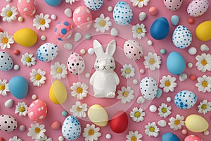 Happy easter forgiveness Eggs Easter basket selections Basket. White humor Bunny carnations. jubilant background wallpaper photo