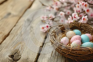 Happy easter fuchsia Eggs Egg tree Basket. White Frame space Bunny bouncing. Easter love background wallpaper