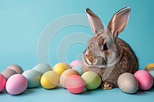 Happy easter Furry Eggs Fresh air Basket. White enchanting Bunny Snuggly. plush creature background wallpaper photo