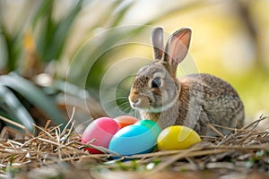 Happy easter furry friend Eggs Refreshing Basket. White devotion Bunny bees. loved ones card background wallpaper