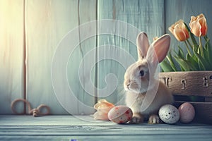 Happy easter gap Eggs Eggstra Fun Bunny Basket. White icon Bunny glyph. easter delphinium background wallpaper