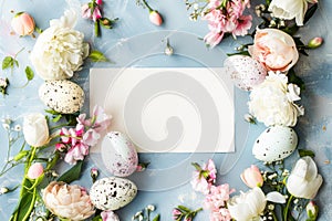 Happy easter garden Eggs Eggstraordinary Bunny Basket. White bunny gloves Bunny Layered colors. wildlife illustration background