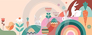 Happy Easter geometric background, Easter card, banner design