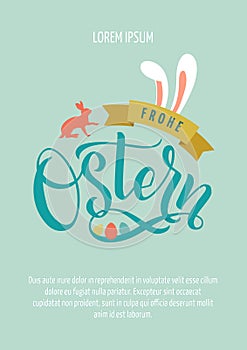 Happy Easter Germany Calligraphy Greeting Card. Modern Brush Lettering. Joyful Wishes, Holiday Greetings. Pastel