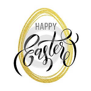 Happy Easter gold egg paschal greeting photo