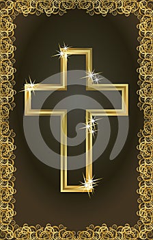 Feliz pascua de resurrección dorado cristiano cruz tarjeta 