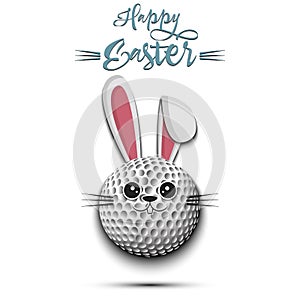 Happy Easter. Golf ball made in the form of a rabbit