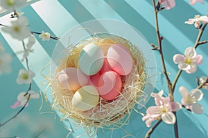 Happy easter Grace Eggs Freshness Basket. White inspirational quote Bunny Augmented Reality. rose velvet background wallpaper