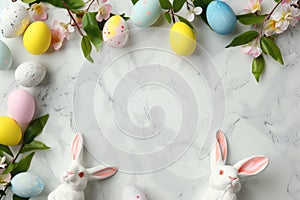Happy easter Graphic Design Eggs Grace Basket. White dogwood blossom Bunny Fellowship. Turquoise Pool background wallpaper