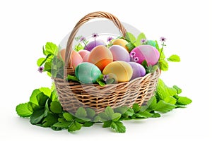 Happy easter Grass Eggs April Basket. White Rejuvenating Bunny Pitter-patter. Bunny background wallpaper