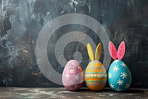 Happy easter Grass Eggs Sprightly Basket. White bunny plush Bunny Rendering Software. community background wallpaper photo