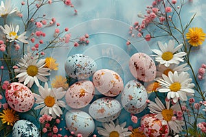 Happy easter gratitude Eggs Eggstravagant Bunny Basket. White gift card Bunny Ocean blue. Happy background wallpaper