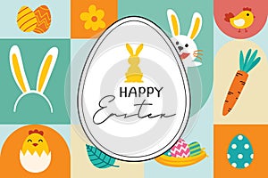 Happy easter greeting card background template.Can be used for cover, invitation, ad, wallpaper,flyers, posters, brochure