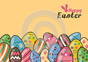 Happy easter Greeting Card and Colorful Easter eggs