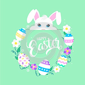 Happy Easter greeting card with cute bunny ears